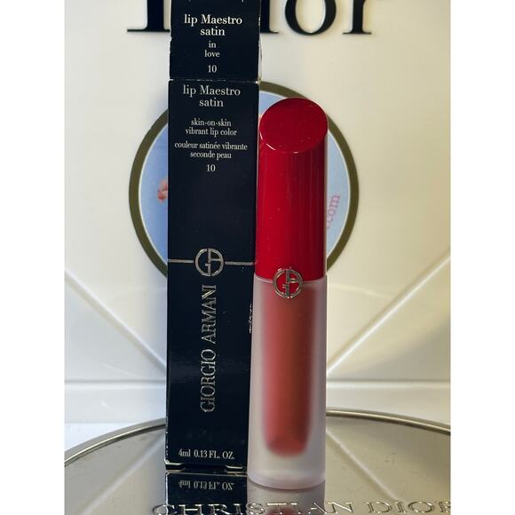Giorgio Armani lip Maestro Satin 10 IN LOVE 65 mL- NEW in BOX - Picture 2 of 2